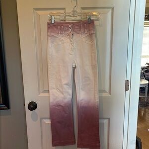 Anthropologie Pink and White Straight Leg Jeans women’s size 25